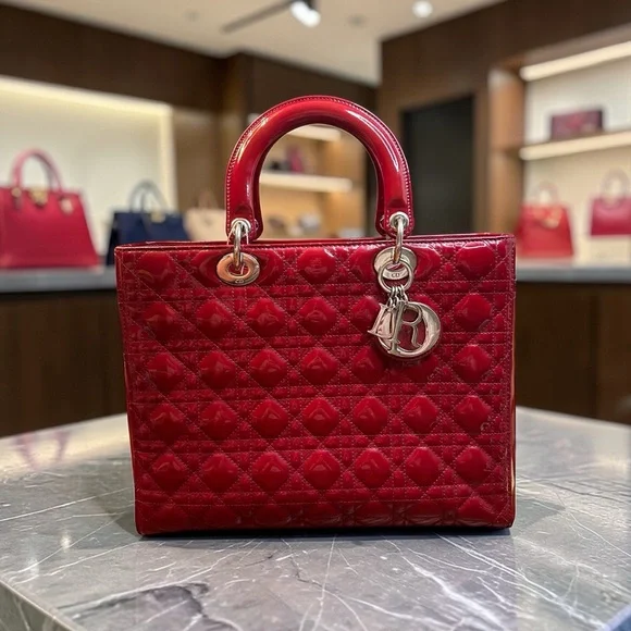 Lady Dior in Cherry Red with Signature Cannage Stitching - Picture 1 of 15